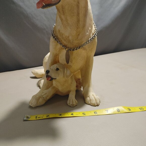 Yellow Labrador Dog Puppy Figurine Chain Collar 11 Inches Tall Resin Sculpture - Picture 2 of 9